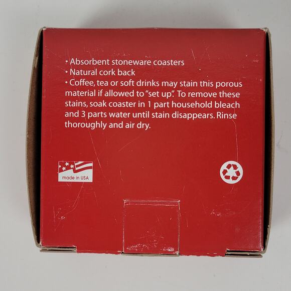 Set of 4 Dewar's Scotch Absorbent Stoneware Cork Back Coasters Made in USA NEW - Picture 3 of 11